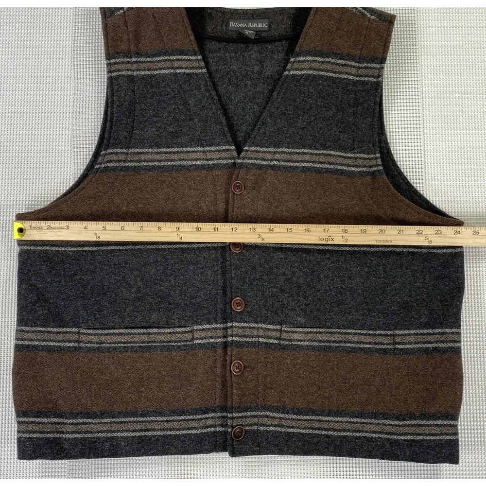 Banana Republic Southwest Western Style Wool Blend Vest Men's XL Brown Gray